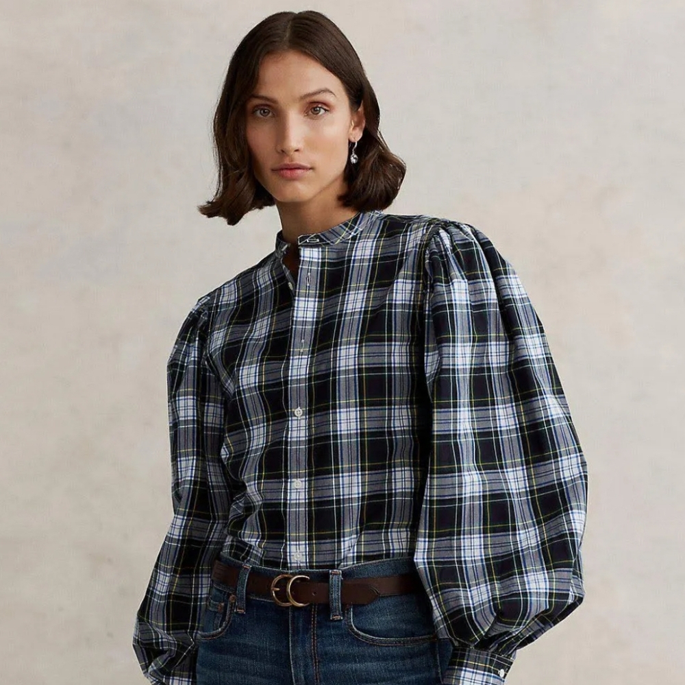 Polo by Ralph Lauren Black and Blue Plaid Button Down Shirt